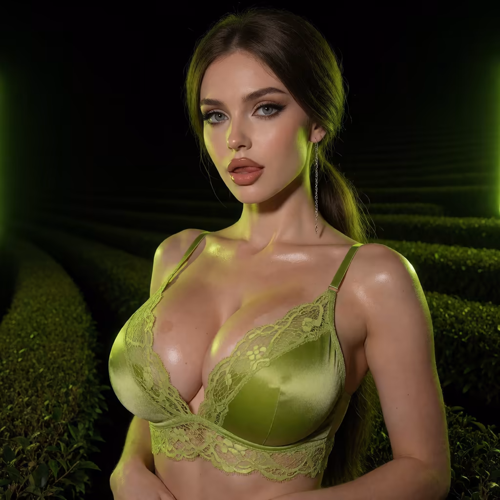 big tit ai porn — a character portrait shot in a teafield setting